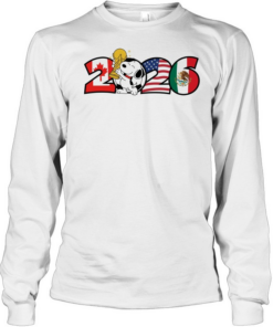Snoopy 2026 World Cup soccer Canada USA Mexico soccer  Long Sleeved T-shirt