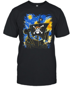Straw Hat Pirates Thousand Sunny Ship One Piece Van Gogh Style Fan Art  Classic Men's T-shirt