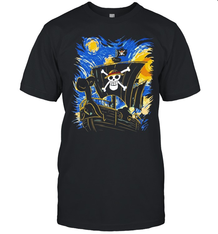 Straw Hat Pirates Thousand Sunny Ship One Piece Van Gogh Style Fan Art Classic Men's T-shirt