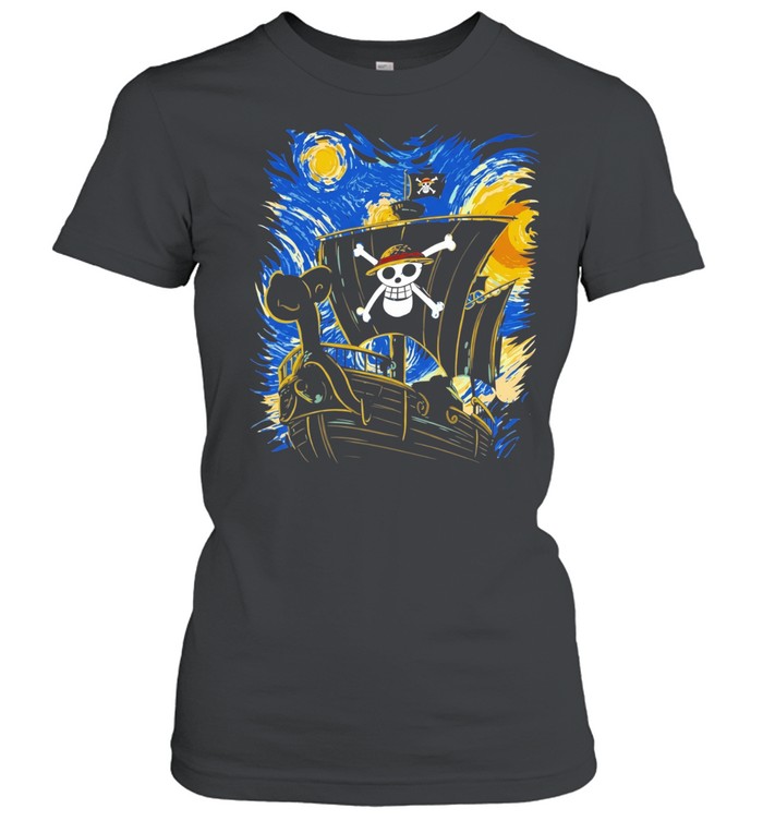 Straw Hat Pirates Thousand Sunny Ship One Piece Van Gogh Style Fan Art Classic Women's T-shirt