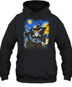Straw Hat Pirates Thousand Sunny Ship One Piece Van Gogh Style Fan Art Unisex Hoodie