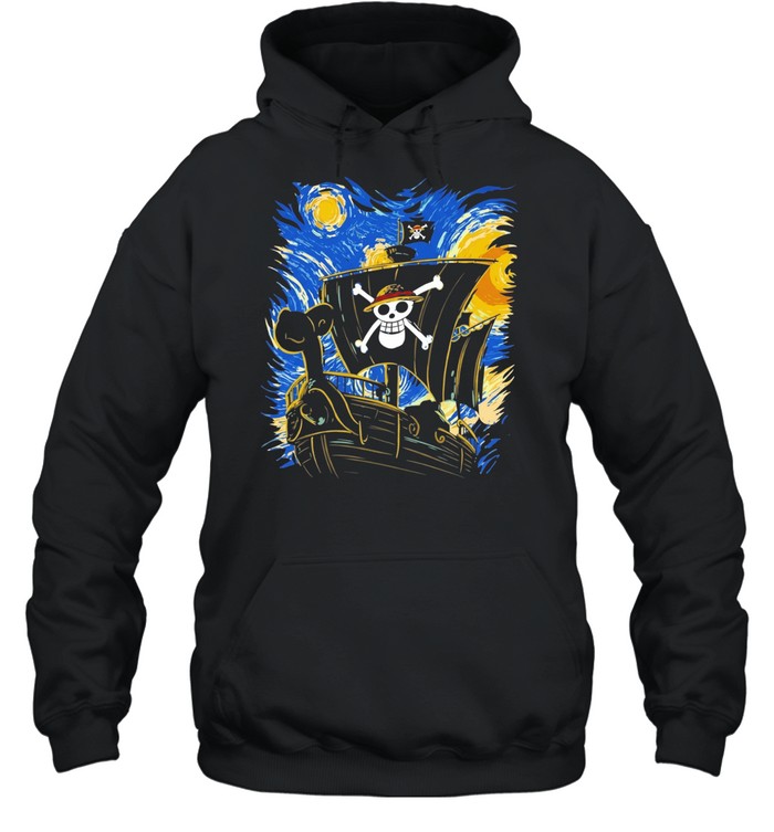 Straw Hat Pirates Thousand Sunny Ship One Piece Van Gogh Style Fan Art Unisex Hoodie