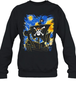 Straw Hat Pirates Thousand Sunny Ship One Piece Van Gogh Style Fan Art Unisex Sweatshirt
