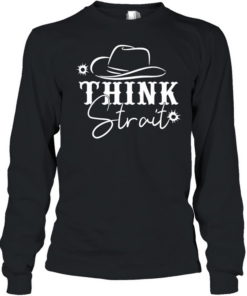 Think Strait the hat  Long Sleeved T-shirt
