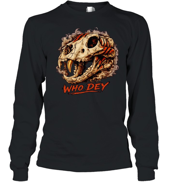 Tiger Skull Who Dey T Long Sleeved T-shirt