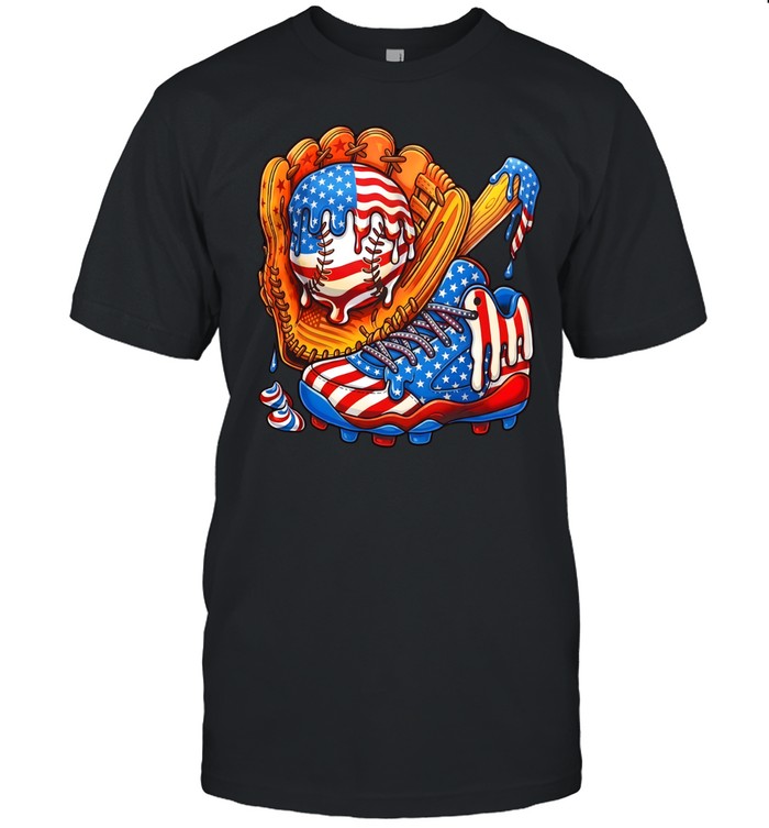 USA Flag Dripping Baseball Classic Men's T-shirt