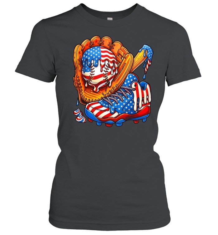 USA Flag Dripping Baseball Classic Women's T-shirt