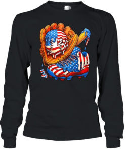USA Flag Dripping Baseball Long Sleeved T-shirt
