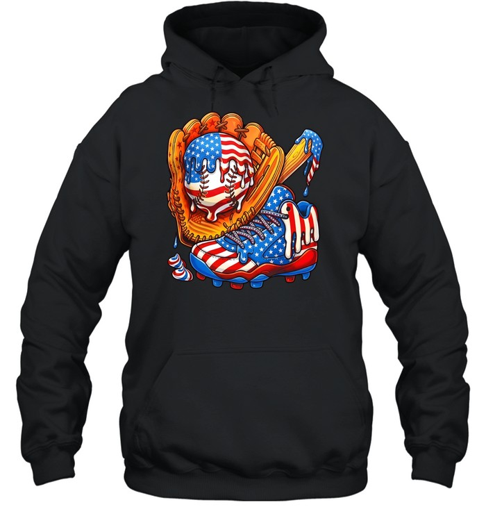 USA Flag Dripping Baseball Unisex Hoodie