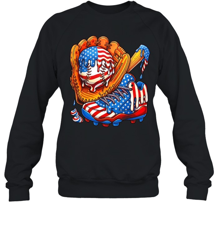 USA Flag Dripping Baseball Unisex Sweatshirt