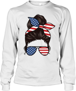 USA Flag Glasses Woman  Long Sleeved T-shirt