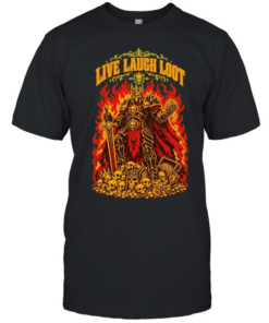 Undead Skeleton Knight Warrior Fantasy Armor Treasure Live Laugh Loot T Classic Men's T-shirt