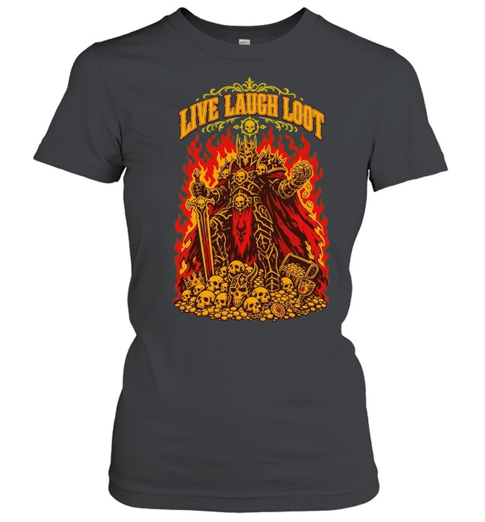 Undead Skeleton Knight Warrior Fantasy Armor Treasure Live Laugh Loot T Classic Women's T-shirt