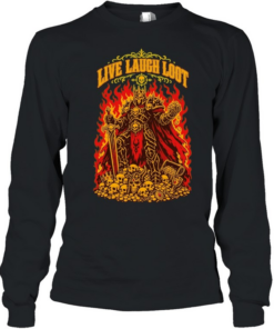 Undead Skeleton Knight Warrior Fantasy Armor Treasure Live Laugh Loot T Long Sleeved T-shirt
