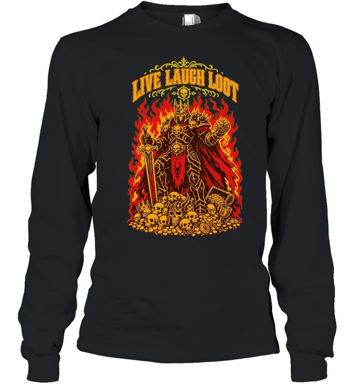 Undead Skeleton Knight Warrior Fantasy Armor Treasure Live Laugh Loot T Long Sleeved T-shirt