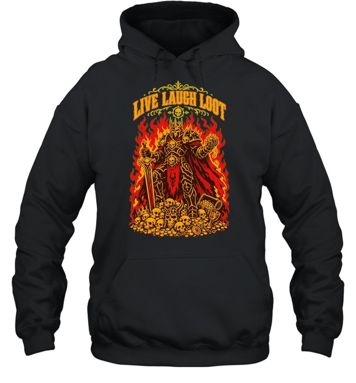 Undead Skeleton Knight Warrior Fantasy Armor Treasure Live Laugh Loot T Unisex Hoodie