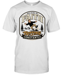 Walking by faith tripping constantly man falling over rock nature scene funny T Classic Men's T-shirt