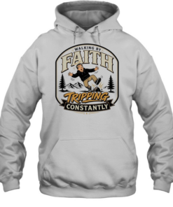 Walking by faith tripping constantly man falling over rock nature scene funny T Unisex Hoodie