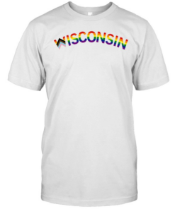 Wisconsin Text Progress Pride Flag  Classic Men's T-shirt