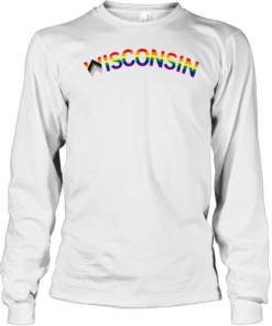 Wisconsin Text Progress Pride Flag Long Sleeved T-shirt