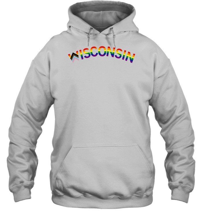 Wisconsin Text Progress Pride Flag Unisex Hoodie