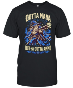 Wizard Gunner Outta Mana but not Outta Ammo Fantasy Role Playing Game nerd T Classic Men's T-shirt