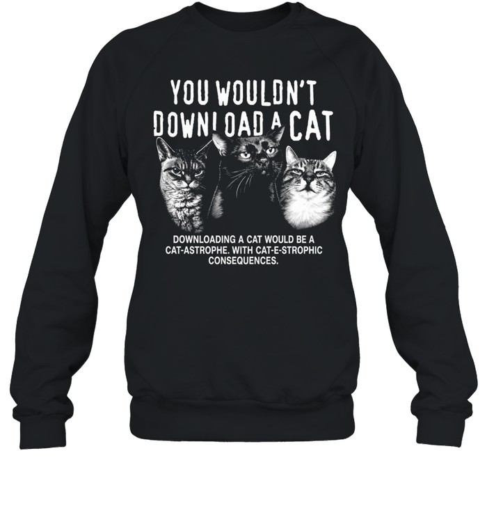 You would not download a cat downloading a cat would be a cat astrophe T Unisex Sweatshirt