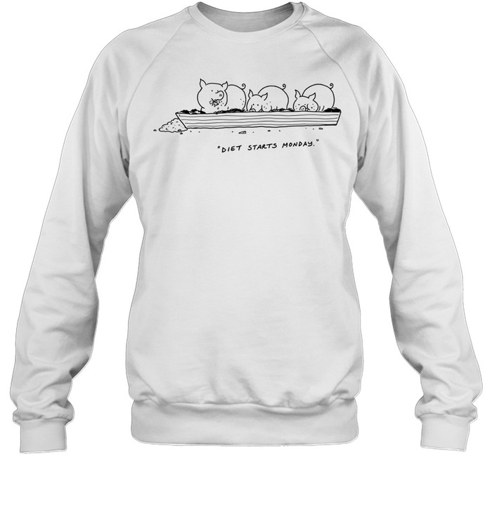 pig eat diet starts monday Unisex Sweatshirt