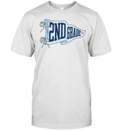 2nd Grade Blue Gingham Pennant Flag T- with Navy Varsity Letters Classic Men's T-shirt