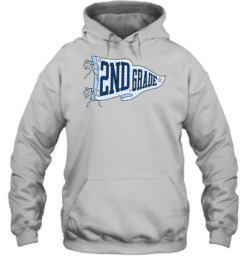 2nd Grade Blue Gingham Pennant Flag T- with Navy Varsity Letters Unisex Hoodie