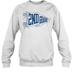 2nd Grade Blue Gingham Pennant Flag T- with Navy Varsity Letters Unisex Sweatshirt