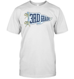 3rd Grade Blue Gingham Pennant T- with Navy Varsity Letters Classic Men's T-shirt