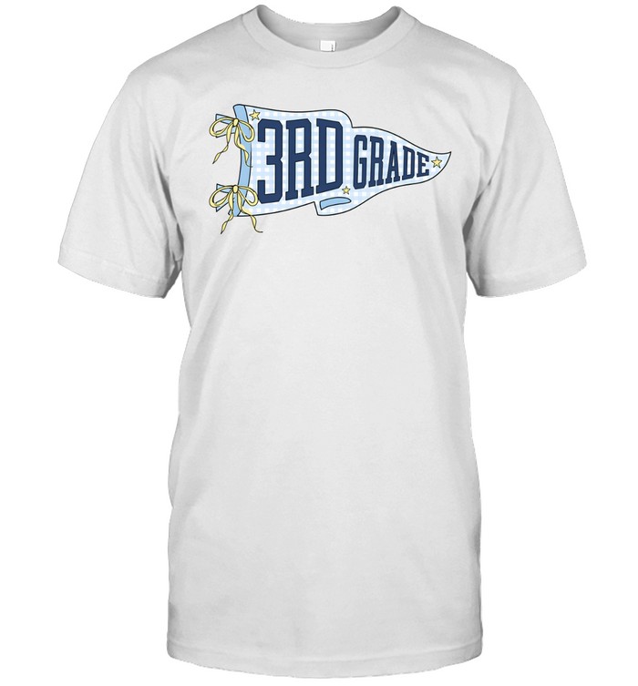 3rd Grade Blue Gingham Pennant T- with Navy Varsity Letters Classic Men's T-shirt