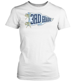 3rd Grade Blue Gingham Pennant T- with Navy Varsity Letters Classic Women's T-shirt