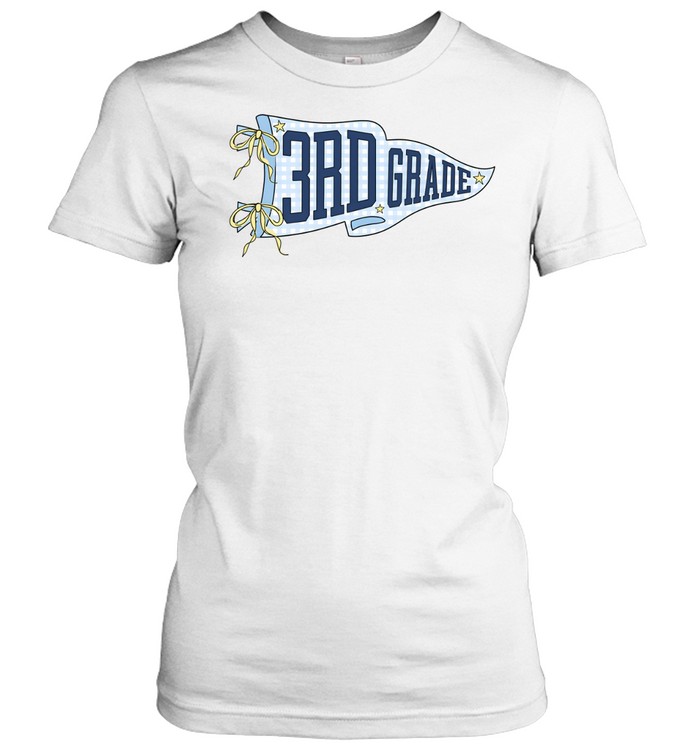 3rd Grade Blue Gingham Pennant T- with Navy Varsity Letters Classic Women's T-shirt