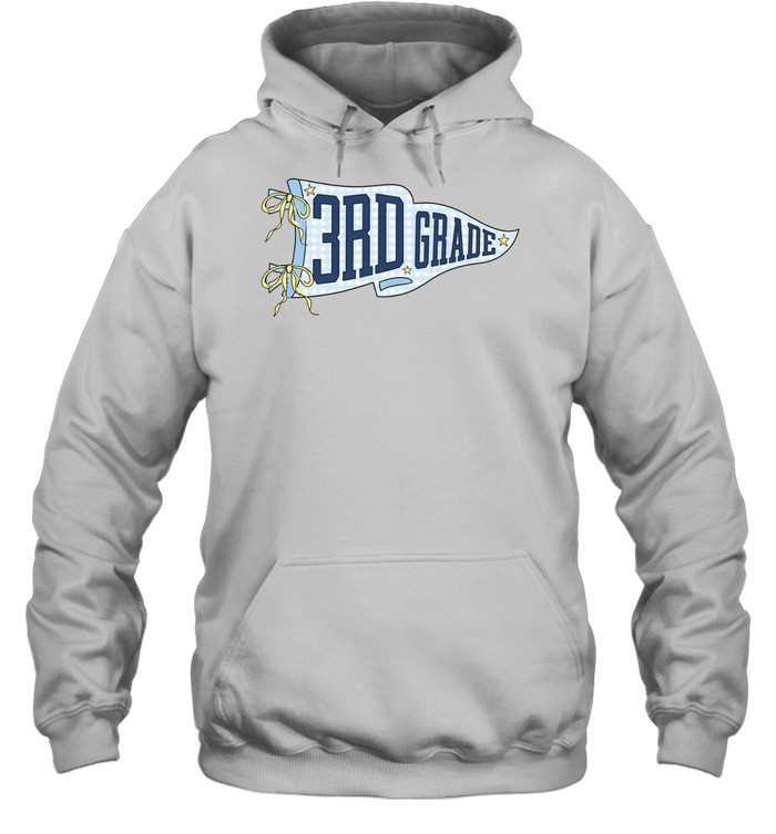 3rd Grade Blue Gingham Pennant T- with Navy Varsity Letters Unisex Hoodie