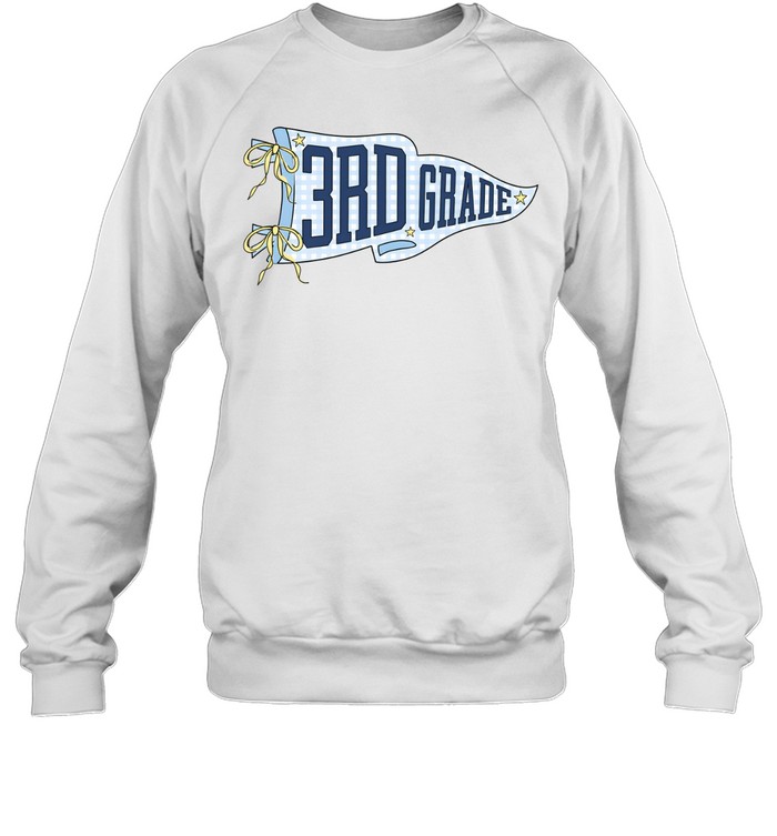 3rd Grade Blue Gingham Pennant T- with Navy Varsity Letters Unisex Sweatshirt
