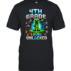 4th Grade Level Unlocked 32-Bit Gaming T- with 3D Brick Blocks Classic Men's T-shirt