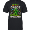 4th Grade Level Unlocked Gaming T- with 3D Grass and Stone Texture Classic Men's T-shirt