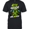 4th Grade Level Unlocked Gaming T- with Distressed Pixel Monster Classic Men's T-shirt