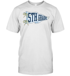 5th Grade Blue Gingham Pennant T- with Navy Varsity Letters Classic Men's T-shirt
