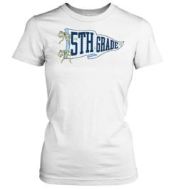 5th Grade Blue Gingham Pennant T- with Navy Varsity Letters Classic Women's T-shirt