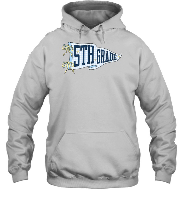 5th Grade Blue Gingham Pennant T- with Navy Varsity Letters Unisex Hoodie