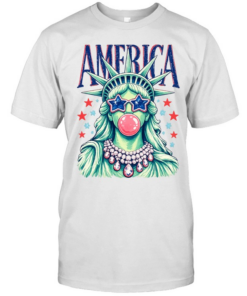 America Statue Of Liberty Blowing Bubble Gum 4th Of July Classic Men's T-shirt