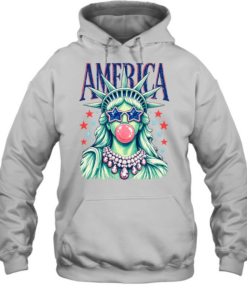 America Statue Of Liberty Blowing Bubble Gum 4th Of July  Unisex Hoodie