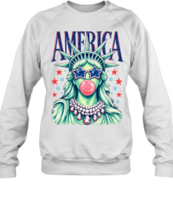 America Statue Of Liberty Blowing Bubble Gum 4th Of July  Unisex Sweatshirt