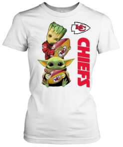 Baby Yoda And Baby Groot Hug Football Kansas City Chiefs  Classic Women's T-shirt
