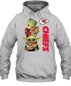 Baby Yoda And Baby Groot Hug Football Kansas City Chiefs  Unisex Hoodie