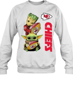 Baby Yoda And Baby Groot Hug Football Kansas City Chiefs  Unisex Sweatshirt