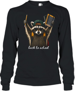 Back To School Raccoon  Long Sleeved T-shirt